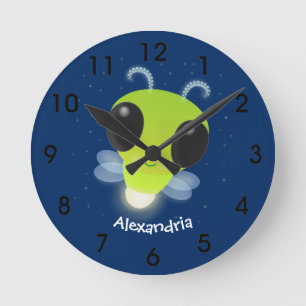 Horloge Ronde Illustration de la luciole vert mou