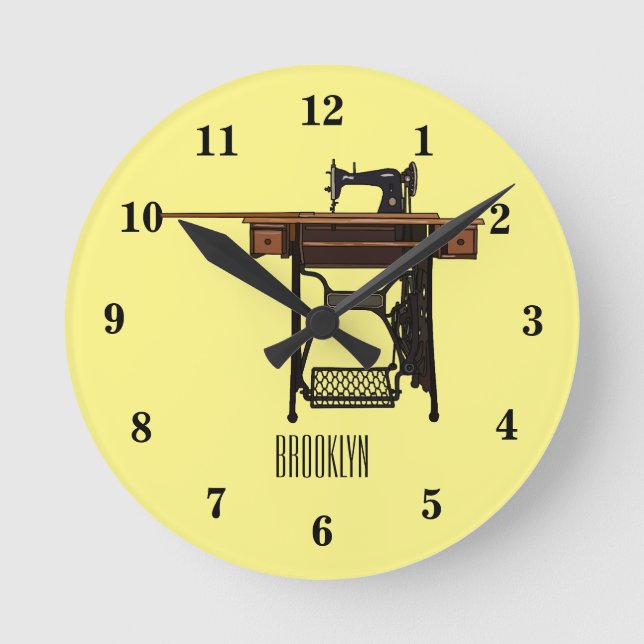 Horloge Ronde Illustration de la machine à coudre (Recto)