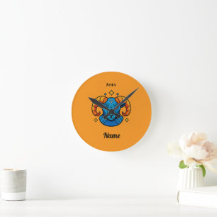 Horloge Ronde Illustration de la Signe du zodiaque Bélier en Pop