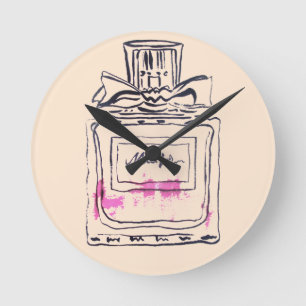 Horloge Ronde Illustration de l'aquarelle de mode de la bouteill