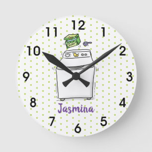 Horloge Ronde Illustration de lave-linge mignonne