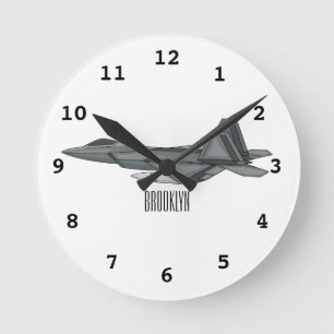 Horloge Ronde Illustration de l'avion de chasse