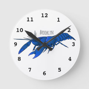 Horloge Ronde Illustration de l'écrevisse marron bleu