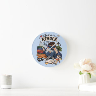 Horloge Ronde Illustration de lecteur de livre cosy