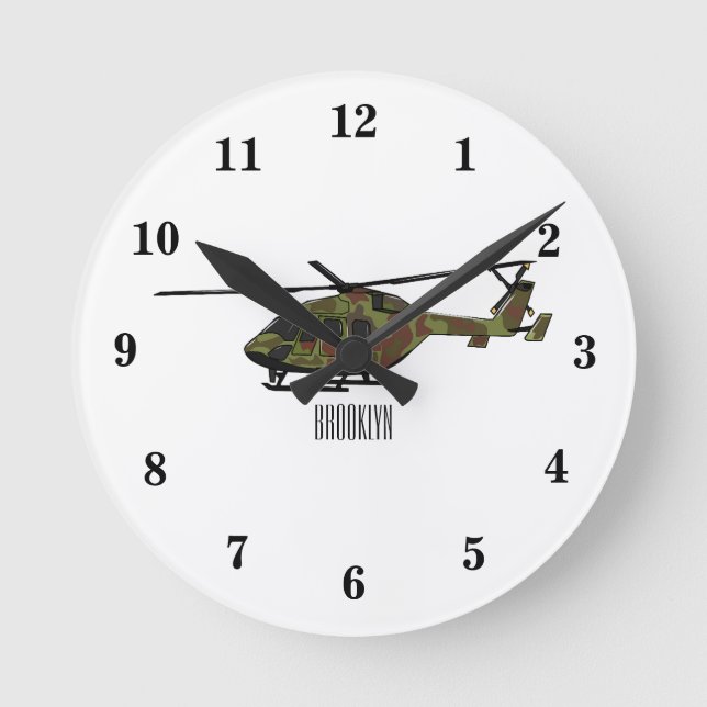 Horloge Ronde Illustration de l'hélicoptère de l'armée (Recto)