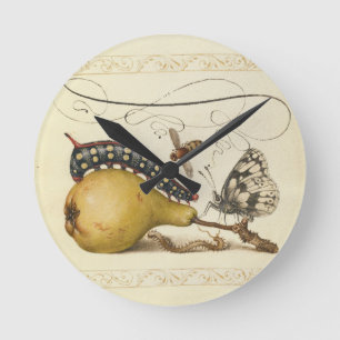 Horloge Ronde Illustration de l'insecte du fruit du papillon