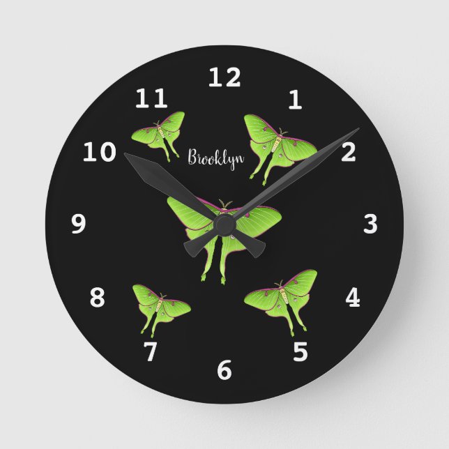 Horloge Ronde Illustration de Luna Moth  (Recto)