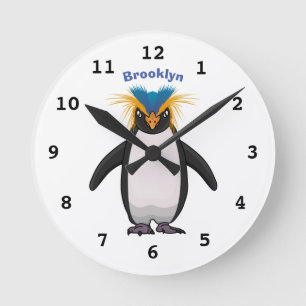 Horloge Ronde Illustration de mignon macaroni pingouin