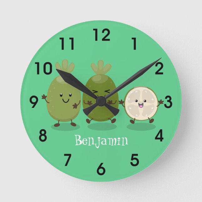 Horloge Ronde Illustration de mignonne guava feijoa (Recto)