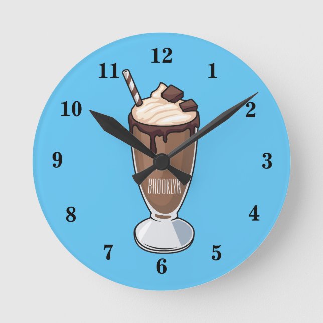 Horloge Ronde Illustration de milk-shake au chocolat (Recto)