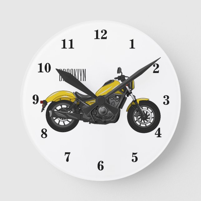 Horloge Ronde Illustration de moto Cruiser (Recto)