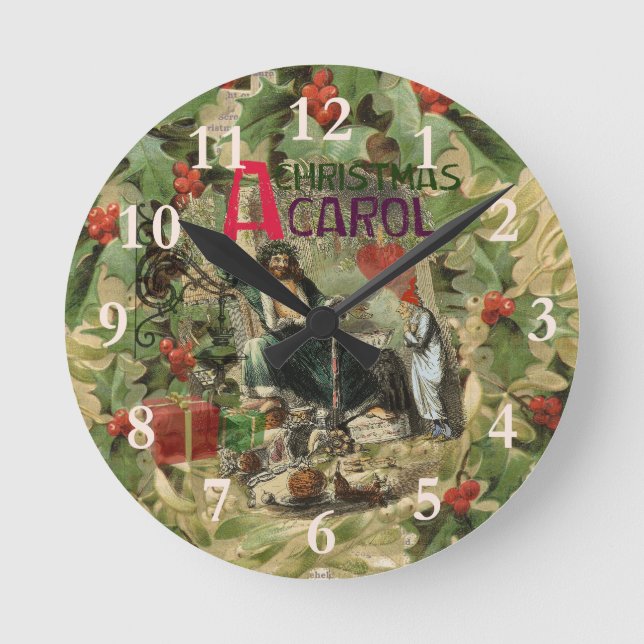 Horloge Ronde Illustration de Noël Carol Scrooge Art (Recto)