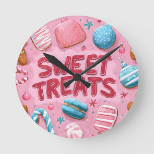Horloge Ronde Illustration de Noël des friandises colorées