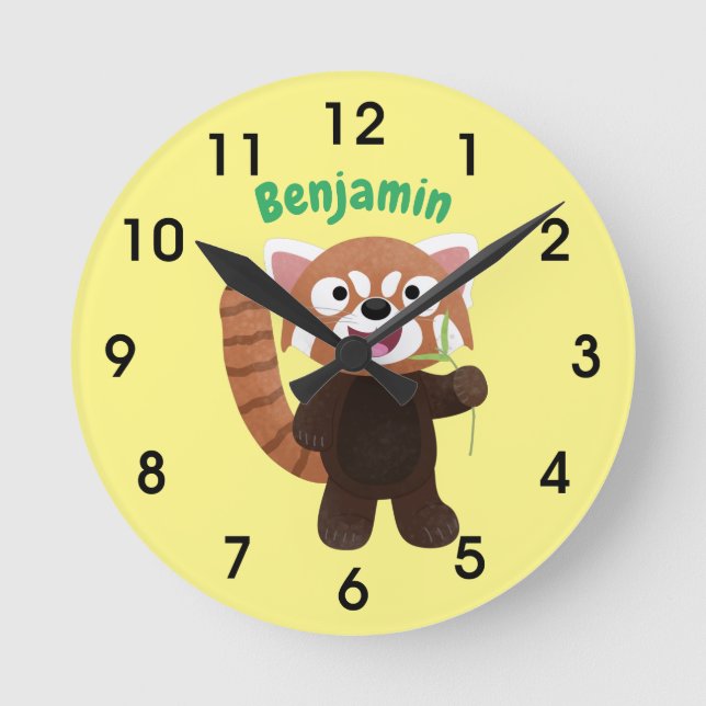 Horloge Ronde Illustration de panda rouge mignon (Recto)
