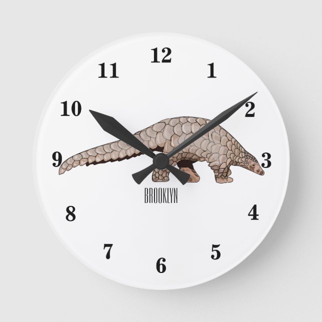 Horloge Ronde Illustration de Pangolin (Recto)