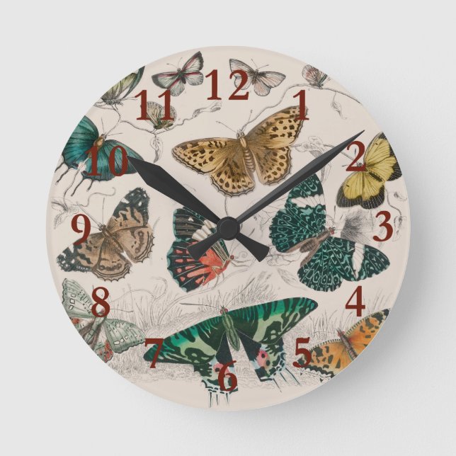Horloge Ronde Illustration de papillon antique : 1820 Orfèvre (Recto)