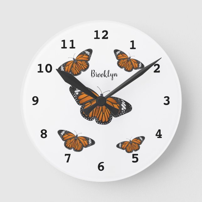 Horloge Ronde Illustration de papillon monarque (Recto)