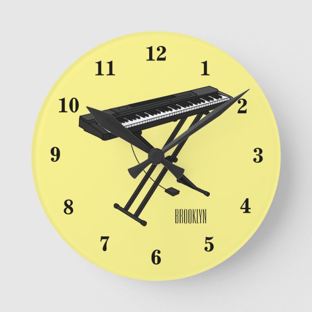 Horloge Ronde Illustration de piano clavier (Recto)