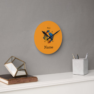 Horloge Ronde Illustration de poisson de dessin animé du signe z