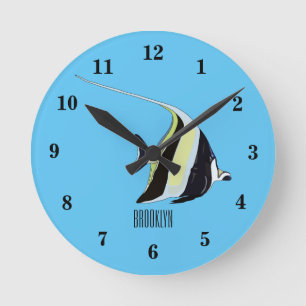 Horloge Ronde illustration de poisson idole de Mozart en dessin