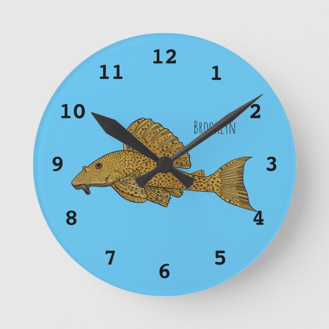 Horloge Ronde Illustration de poisson Pleco (Recto)