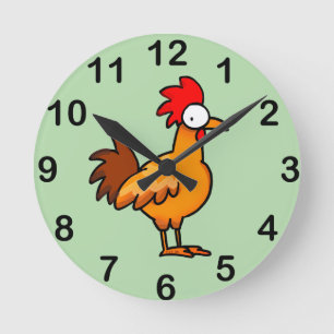 Horloge Ronde Illustration de poulet de dessin animé drôle