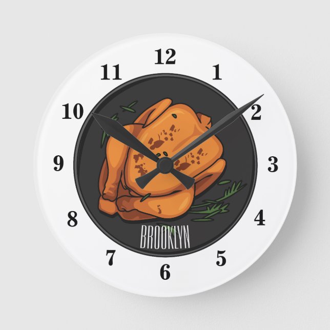 Horloge Ronde Illustration de poulet rôti (Recto)