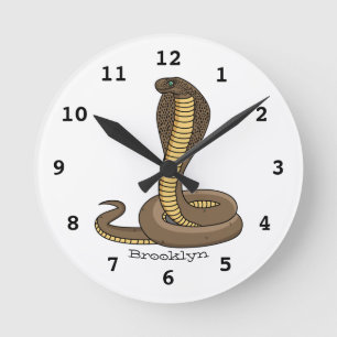 Horloge Ronde Illustration de serpent à cobra Brown