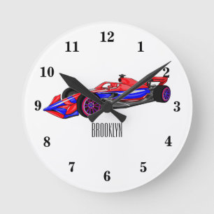 Horloge Ronde Illustration de voiture de course professionnelle