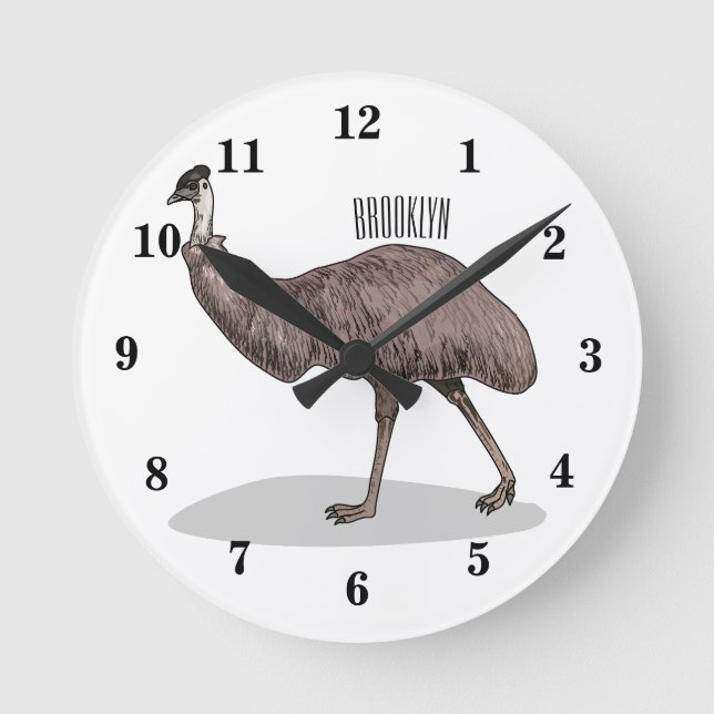 Horloge Ronde Illustration d'Emu bird (Recto)