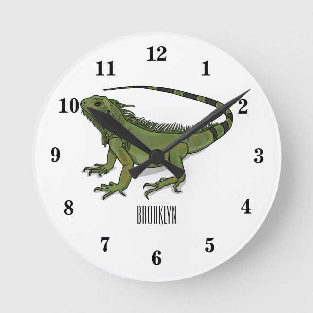 Horloge Ronde Illustration d'Iguana (Recto)