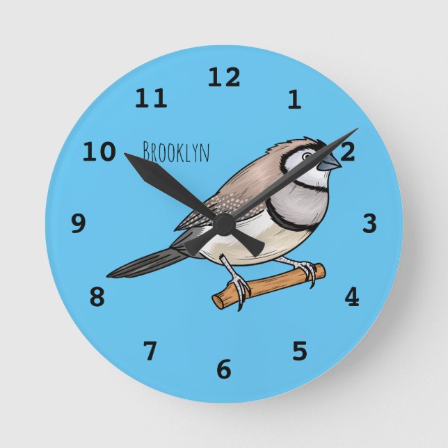 Horloge Ronde Illustration d'oiseau à deux barreaux (Recto)