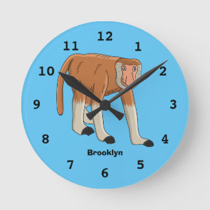 Horloge Ronde Illustration drôle de singe proboscis