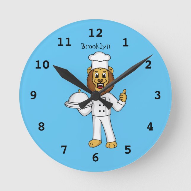 Horloge Ronde Illustration du chef mignon lion (Recto)