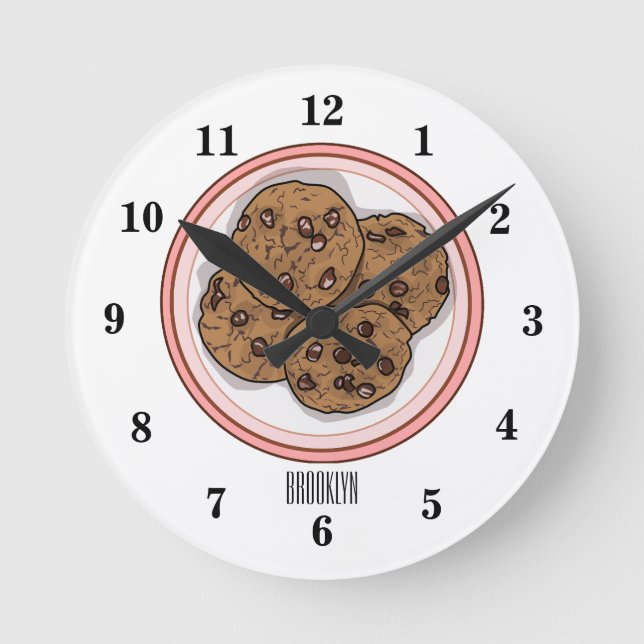 Horloge Ronde Illustration du cookie de puce à chocolat (Recto)