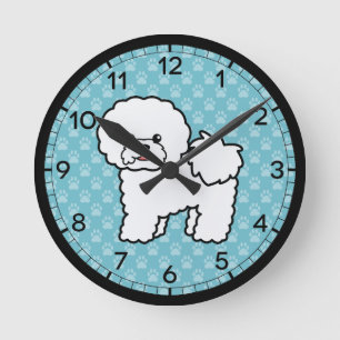 Horloge Ronde Illustration du dessin mignon Bichon Frise Dog