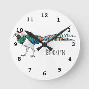 Horloge Ronde Illustration du faisan de Lady Amherst