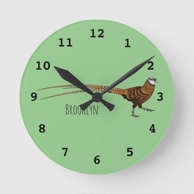 Horloge Ronde Illustration du faisan de Reeves (Recto)