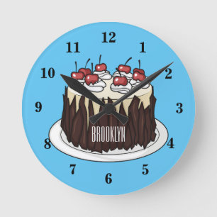 Horloge Ronde Illustration du gâteau de la Forêt-Noire