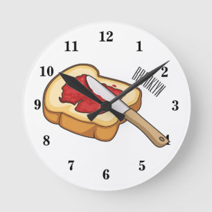 Horloge Ronde Illustration du pain et de la confiture