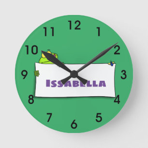 Horloge Ronde Illustration du panneau de grenouille verte mûre
