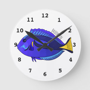 Horloge Ronde Illustration du poisson de la cuve bleue