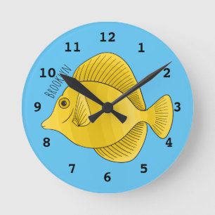 Horloge Ronde Illustration du poisson-tang jaune