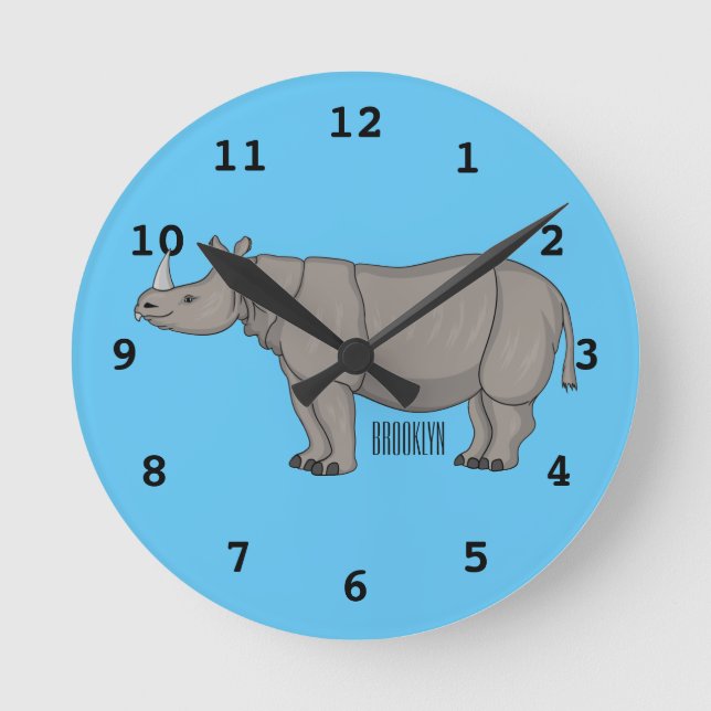 Horloge Ronde Illustration du rhinocéros de Javan (Recto)