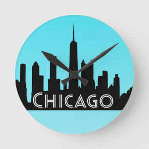 Horloge Ronde Illustration du skyline de Chicago