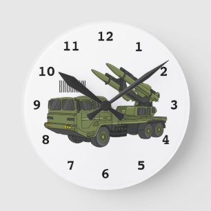 Horloge Ronde Illustration d'un camion de missiles militaires