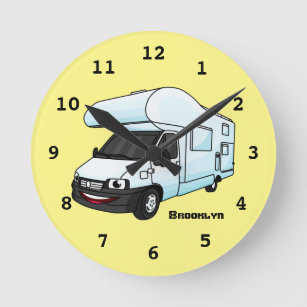 Horloge Ronde Illustration d'un campervan heureux
