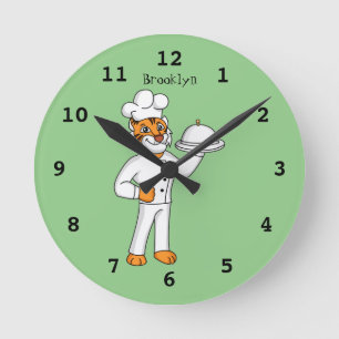 Horloge Ronde Illustration d'un chef tigre drôle et mignon