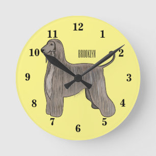 Horloge Ronde Illustration d'un chien hound afghan