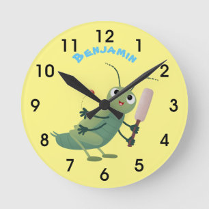 Horloge Ronde Illustration d'un insecte du cricket vert mou
